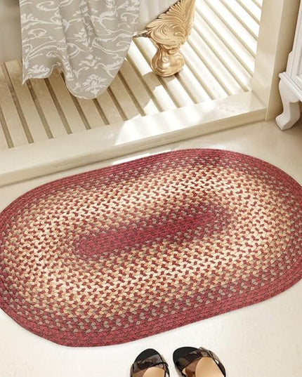 Tranquility TQ42 Red 3' x 5' Oval - Braided Area Rug, Home Decor, Floor Mat or Bedroom Rug - Easy Care, Ideal for High Traffic Areas in Hallway and Living Room - Made in USA