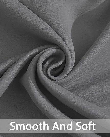Yakamok Blackout Curtains Room Darkening Thermal Insulated Window Panels,Solid Grommet Top Drapes for Bedroom/Living Room(38Wx90L, Grey, 2 Panels)