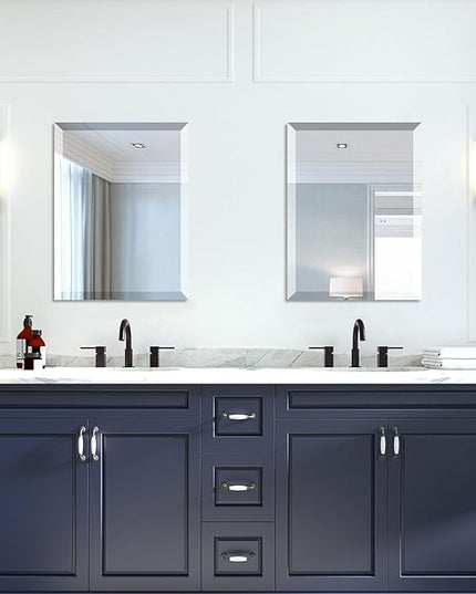 Mirrorons Beveled Mirror, Bathroom Mirrors for Wall 18" x 24", Frameless Rectangle Bathroom Mirror with Beveled Edge, Hangs Horizontally or Vertically, Tempered Glass Upgraded Packing