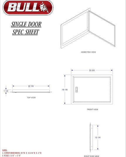 Bull Outdoor Products Stainless Steel Door with Lock and Key 16" x 23"