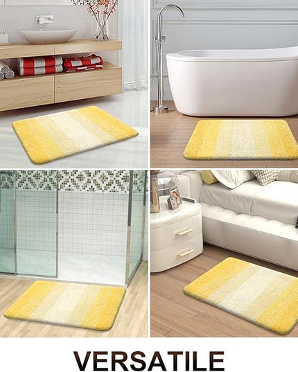 OLANLY Bathroom Rug Set 2 Piece, Soft Absorbent Microfiber Bath Mats and U-Shaped Contour Toilet Rug, Non-Slip, Machine Wash Dry, Plush Shaggy Bath Mats for Bathroom (24"x16"+24"x20", Yellow)