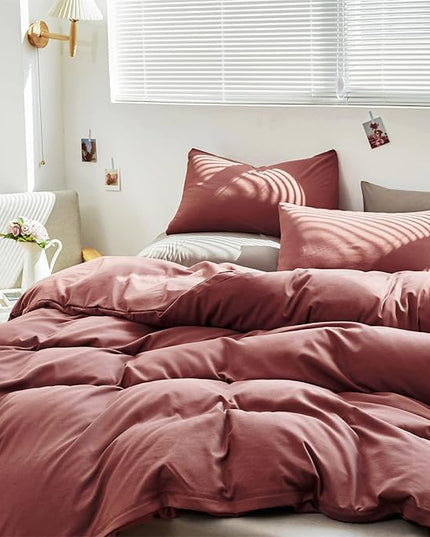 Luxlovery Brick Red Comforter Set Twin Teens Kids Dark Rust Red Bedding Comforter Set Solid Soft Breathable Blanket Quilts 3 Piece Bedding Set for Twin Bed