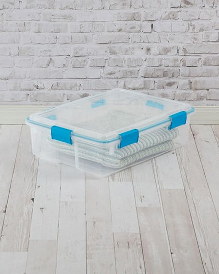 Sterilite 12-Pack Gasket Box, Weather-Resistant Storage Bins with Latching Lids, 37 Quart - Heavy-Duty Organizing Containers for Closet, Bathroom, and Office