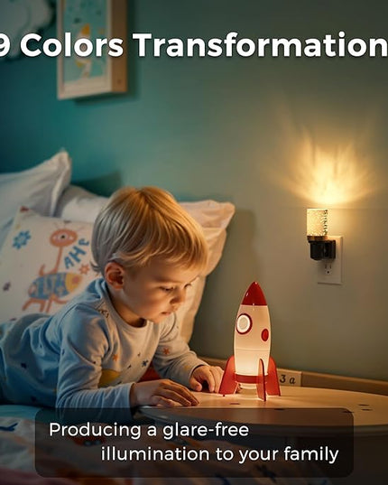 L LOHAS LED Night Light, 2 Pack Dimmable Night Lights Plug into Wall, Color Changing Nightlight RGB with Auto Light Sensor for Halloween, Christmas, Holiday, Hallway Bedroom Kids Room