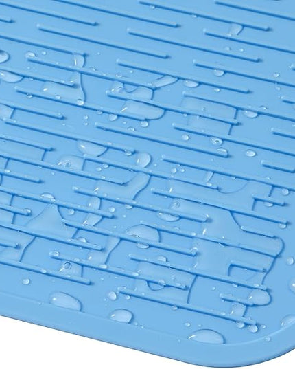 Silicone Dish Drying Mat for Multiple Usage,Easy clean,Eco-friendly,Heat-resistant Silicone Mat for Kitchen Counter or Sink,Refrigerator or Drawer Liner Light Blue 4XL 32 inches x 18 inches