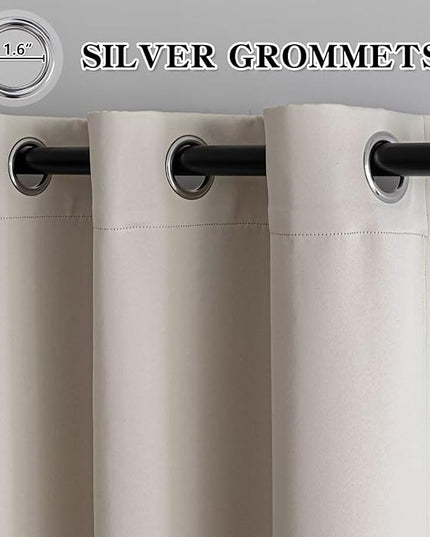 Cream Curtains 108 Inch Length 2 Panels Set, Light Filtering Curtains for Living Room 108 Inch Long, Grommet Energy Saving Semi Sheer Drapes for Bedroom Window(W52 x L108)