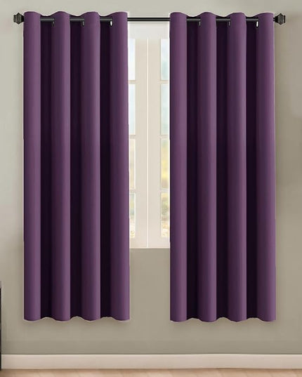 H.VERSAILTEX Ultra Soft Microfiber Thermal Insulated Antique Copper Grommet Blackout Curtains/Window Treatment Draperies 52 by 72 - Inch for Living Room/Bedroom,Set of 2 - Plum Purple