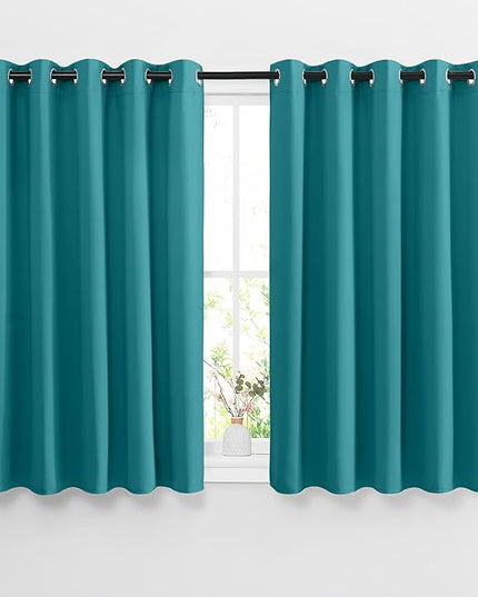 NICETOWN Blackout Curtains 54 inch Length for Bedroom - Grommet Thermal Insulated Extra Wide Window Curtains for Kids Room/Home Office, Peacock Teal, W66 x L54, Set of 2