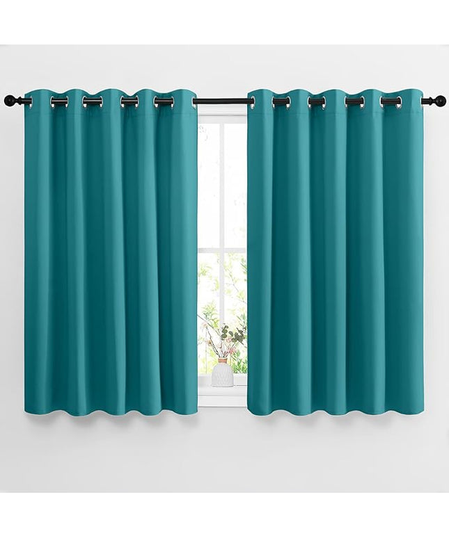 NICETOWN Blackout Curtains 54 inch Length for Bedroom - Grommet Thermal Insulated Extra Wide Window Curtains for Kids Room/Home Office, Peacock Teal, W66 x L54, Set of 2