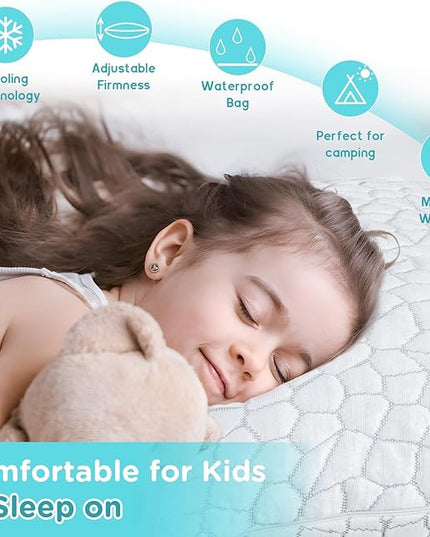 SUPA MODERN Cooling Bed Pillows for Sleeping 1 Pack Shredded Memory Foam Pillows Adjustable Cool Pillow for Side Back Stomach Sleepers Luxury Gel Pillows Toddler Pillow with Washable Removable Cover