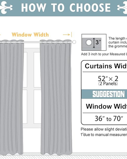 ChrisDowa Room Darkening Curtains 108 Inches Long 2 Panels Set for Living Room, Grommet Thermal Insulated Blackout Curtains for Bedroom (Sky Blue, 52 x 108 Inch)