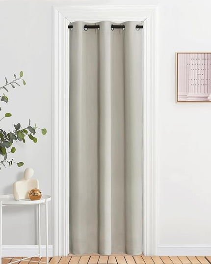 NICETOWN Blackout Natural Curtains & Drapes for Living Room - Thermal Insulated Solid Grommet Sound Reducing Energy Saving Privacy Window Treatments for Bedroom, 2 Panels, W37 x L84