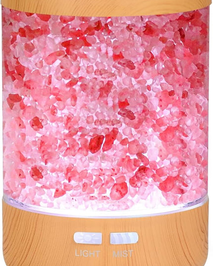 Essential Oil Diffuser Aromatherapy Diffuser - Himalayan Pink Salt Crystal Diffusers for Essential Oils with 7 Color Lights 2 Mist Mode, Reduce Noise Design for Baby Room, Yellow