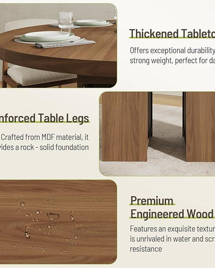59'' Extendable Dining Table for 4-8, Round Kitchen Room Table with 3-Tier Storage Racks, Adjustable Shelves, Wooden Pedestal Base, for Kitchen, Dinner, Living Room, Office, Walnut
