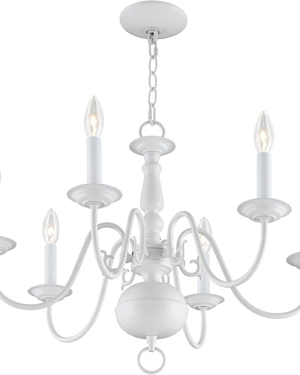 Livex Lighting 5006-03 Williamsburgh 6-Light Chandelier, White