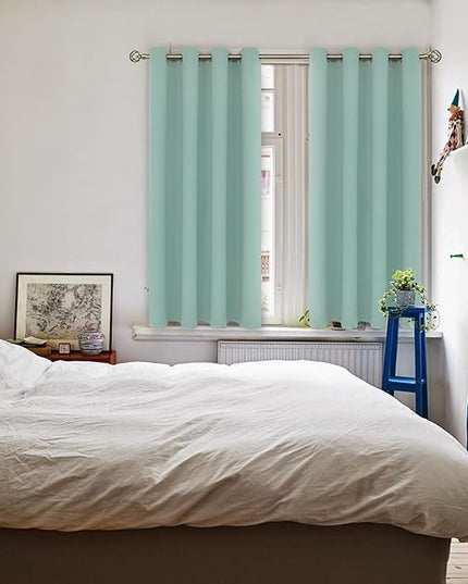BGment Blackout Curtains - Grommet Thermal Insulated Room Darkening Bedroom and Living Room Curtains, Set of 2 Panels (52 x 45 Inch, Frosty Green)