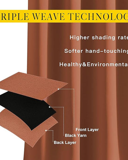 NICETOWN Blackout Burnt Orange Curtains for Kitchen 48 inches Long - Grommet Thermal Insulated Window Treatments Light Blocking Drapes for Bedroom/Girl Room, W37 x L48, 2 Panels