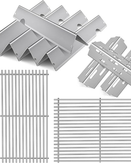 Stainless Steel Grill Flavorizer Bar Heat Plates with 2 Pack Grates BBQ Gas Grill Replacement Parts for Weber Genesis II 300 Series Genesis II E-310 E-315 E-330 E-335 S-310 S-335 Gas Grill