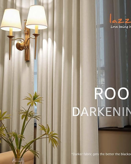 Lazzzy Velvet Curtains Beige Thermal Insulated Curtains 84 inch Long for Bedroom Living Room Darkening Noise Reducing Soft Luxury Window Treatments Grommet Drapes 2 Panels Beige