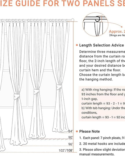 100% Blackout Shield Linen Look Textured Pinch Pleated Curtains Blackout Drapes 102 Inch Long 2 Panels Set, Faux Linen Blackout Curtains for Bedroom & Living Room, 40" W x 102" L, Burnt Orange