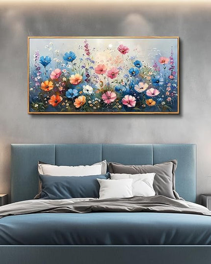 QIYILEXWART Large Wall Art For Living Room Canvas Wall Decor For Bedroom Watercolour Painting Office Decoration Colorful Flowers Wall Picture Artwork Ready To Hang Home Decor Wood Framed