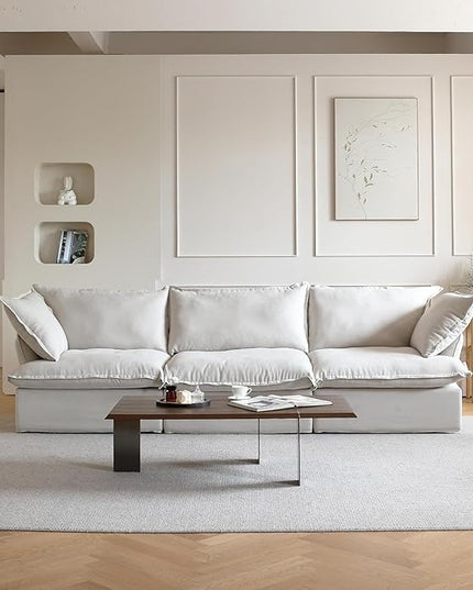 JACH 122.82" Cloud Couch Sectional for Living Room, Modular 3 Seats Sofas, Convertible Sectional Couches, Cushion Covers Removable, Two Corners and One Middle Sofa for Living Room (Beige)