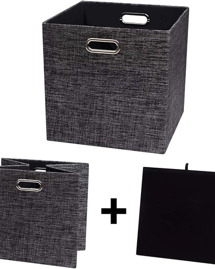 Posprica Fabric Storage Cubes,13×13×13 cube storage bins, Foldable Drawers Baskets Containers for Shelf Cabinet Bookcase,Thick and Heavy Duty (4pcs, Black)