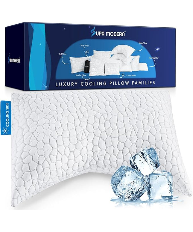 Side Sleeper Pillow for Adults, King Size Cooling Pillow for Neck and Shoulder Pain Relief, Adjustable Firm Soft Shredded Memory Foam Pillows for Side Back Stomach Sleepers, Bed Pillows for Sleeping