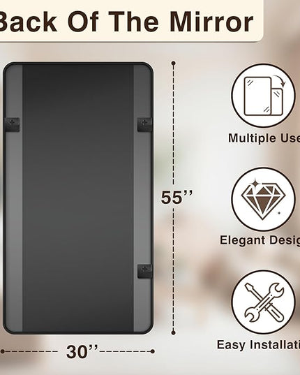 Bathroom Vanity Mirror for Wall, 55"x30" Wall Mounted Bathroom Mirror for Over Sink with Sturdy Metal Frame, Vertical or Horizontal, Living Room, Bedroom, Entryway(Black)