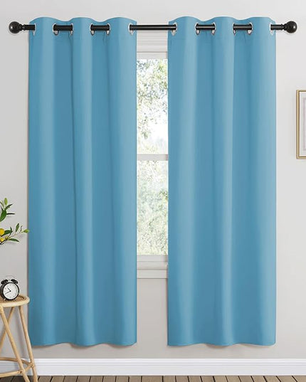 NICETOWN Window Curtains 72 inches Long, Thermal Insulated Grommet Room Darkening Window Treatments for Bedroom/Living Room, Teal Blue, Set of 2, W37 x L72