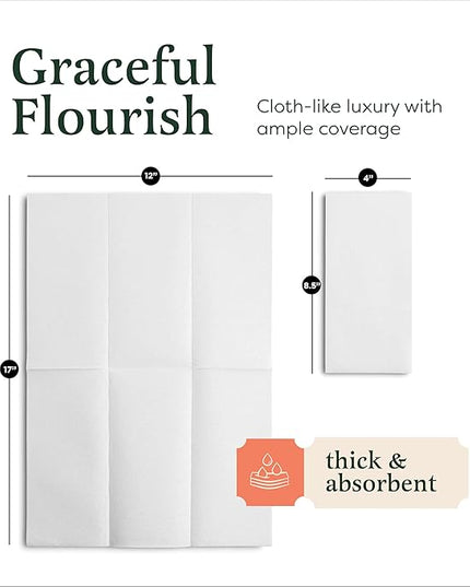 Linen-Feel European-White Paper Napkins - Decortive Cloth-Like Disposable Dinner Napkins - Soft And Absorbent. For Kitchen, Party, Wedding, Bathroom Or Any Occasion. (Pack of 1000)