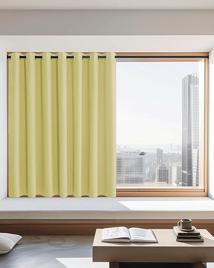 NICETOWN Blackout Curtains 72 inches Long, Grommet Privacy Window Treatment Thermal Insulated Room Darkening Sliding Glass Door Drape for Bedroom Living Room, 1 Panel, W100 x L72, Paler Yellow