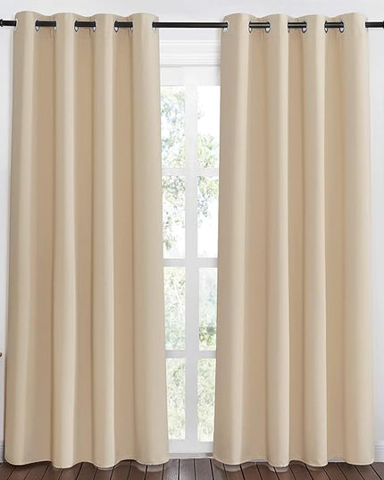 NICETOWN 80 inch Curtain Privacy for Doorway - Thermal Insulated Grommet Window Treatments Room Darkening Sound Reducing for Bedroom/Home Office (Biscotti Beige, 1 Panel, W46 x L80)