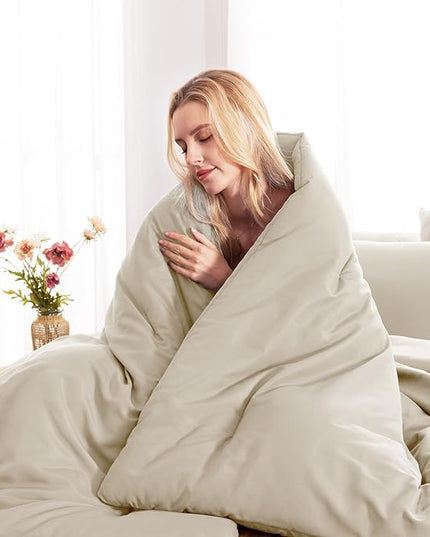 CozyLux King Comforter Set Oatmeal, 7 Pieces Bed in a Bag Soft Bedding Comforter Set with Sheets, All Season Boho 7PC Bed Sets with Comforter, Fitted Sheets, Flat Sheets, Pillow Shams and Pillowcases