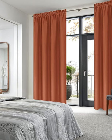 DWCN Blackout Curtains Thermal Insulated, Energy Saving & Noise Reducing Bedroom and Living Room Curtains, Burnt Ochre, W 42x L 84 Inch, Set of 2 Rod Pocket Curtain Panels