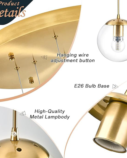 KoKo&Yukina 16-Light Gold Mid Century Modern Chandelier for Living Room Staircase Chandelier for Entryway Clear Globe Glass Chandelier High Ceiling Chandeliers Foyer Entryway (Bulb & Remote Incl.)