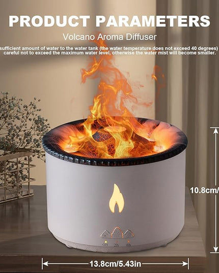 MINGPINHUIUS Volcano Humidifier Aromatherapy Essential Oil Diffuser, 2 Mist Modes: Flame and Volcano, Large Capacity with Timer Waterless Auto-Off for Home, Office, Yoga, or Gym (Red & Blue)