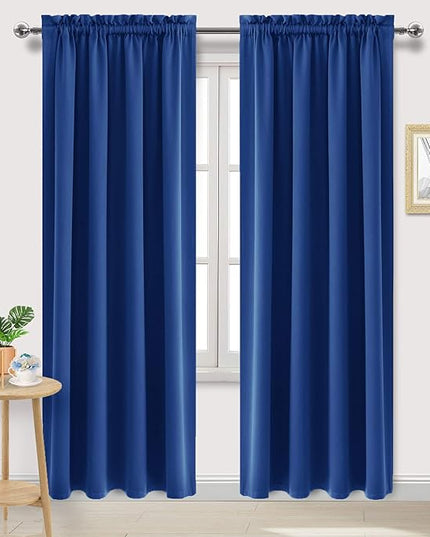 DWCN Blackout Curtains for Bedroom – Rod Pocket Thermal Insulated Noise Reducing Noise Reducing Drapes for Living Room, W 52 x L 95 Inch, 2 Panels, Classic Blue