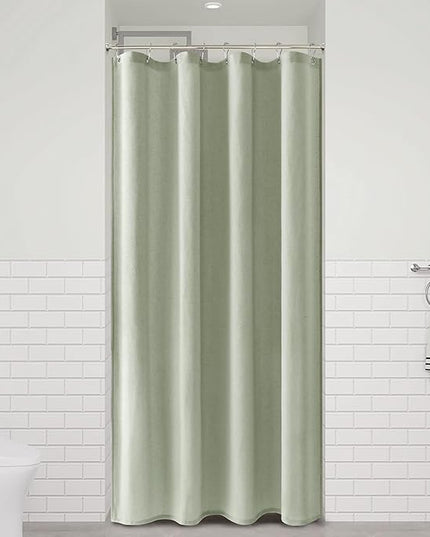 Naturoom Mist Sage 42 Inch Shower Curtain - Stall Narrow Half Linen Ultra Thick Fabric Shower Curtain Set with Hooks, Boho Farmhouse Rustic RV Camper Bath Curtains for Bathroom, 42x72