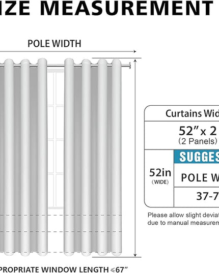 BUHUA White Black Out Curtains 63 Inch Long 2 Panels, Soundproof Curtains with Elegant Silver Tree Branches Print, Heat Blocking Curtains for Livingroom, 52W x 63L, Teal Blue
