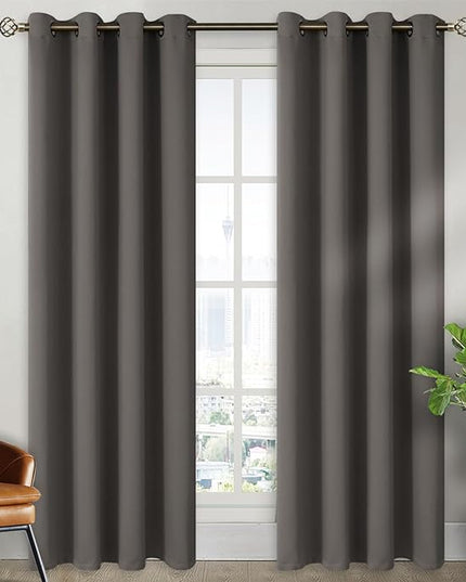 BGment Blackout Curtains for Bedroom - Grommet Thermal Insulated Room Darkening Curtains for Living Room, Set of 2 Panels (52 x 84 Inch, Grey)