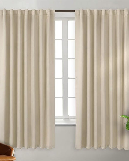 BGment Champagne Blackout Curtains 63 Inch Length for Bedroom - Thermal Insulated Room Darkening Soundproof Rod Pocket and Back Tab Curtains for Living Room, 2 Window Curtain Panels, 70 x 63 Inch,