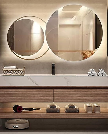 Floating Wood Bathroom Vanity - 2 Large Deep Drawer & Marble Countertop & Open Shelf | Led Mirror, Bathroom Vanity with Sink (64'')