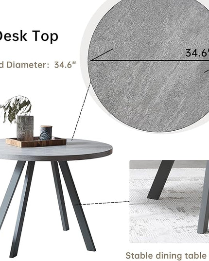 Round Dining Table Set, Mid Century Modern Small Round Dining Table Set, Saving Space (Table + 4 Brown Chairs)