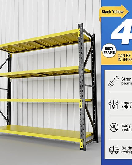 torage Shelves,Garage Shelving Heavy Duty Metal Adjustable Garage Shelves, Shelving Units Industrial Shelving for Warehouse (Yellow and Black, W47.2*D19.7*H78.7)