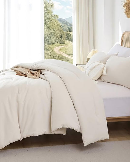 ROSGONIA California King Comforter Set Beige, 3pcs (1 Boho Cal King Comforter & 2 Pillowcases), All Season Bedding Soft Bedspread Blanket Quilt