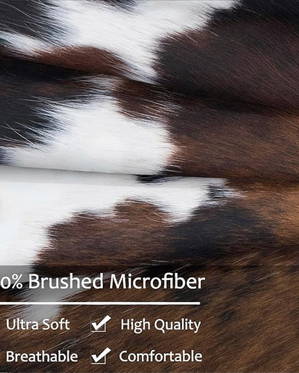 Bedbay Cow Print Comforter Set Queen Size Animal Skin Bedding 8 Pcs Queen Bed in a Bag Western Cowhide Rustic Bedding Brown Milk Cow Print Bed Set for All Seasons(Brown,Queen)