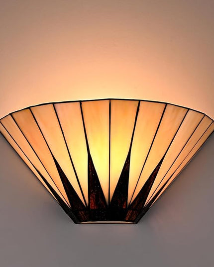 Tiffany Wall Sconce Vintage Brown Stained Glass Wall Mounted Light 13.6 Inch Tiffany Style Wall Lamp for Bedroom Entryway Stairwell