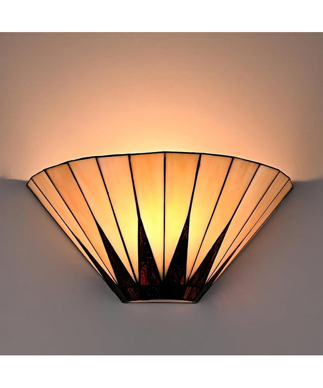 Tiffany Wall Sconce Vintage Brown Stained Glass Wall Mounted Light 13.6 Inch Tiffany Style Wall Lamp for Bedroom Entryway Stairwell