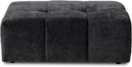 JACH Modern Ottoman Seat for Living Room, Linen Fabric Ottomans, Minimalist Foot Stool, Comfy Breathable Footstool for Living Room Apartment (Black)